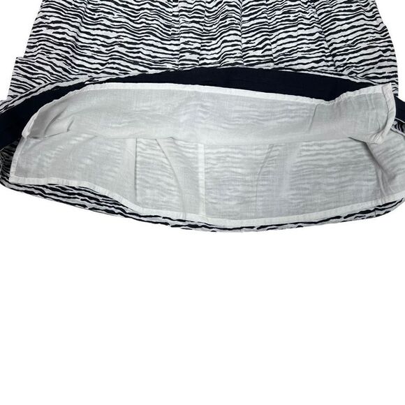 LOFT Ann Taylor Mini Skirt Zebra Print Black White Pleated Side Zipper Lined 6 - Picture 7 of 12